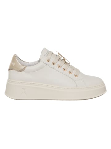 Patrizia Pepe Leren sneakers crème/goudkleurig