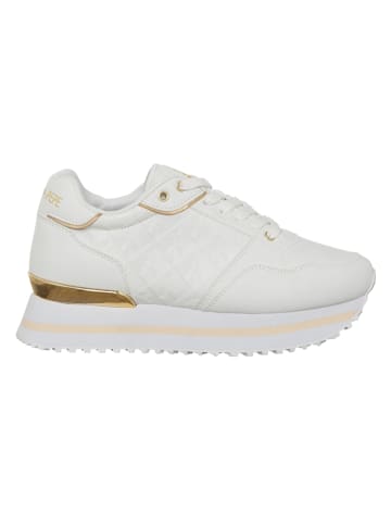 Patrizia Pepe Leren sneakers wit/goudkleurig