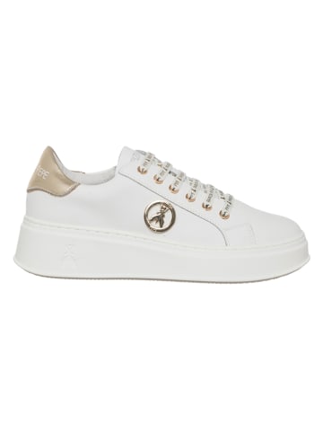 Patrizia Pepe Leder-Sneakers in Weiß/ Gold