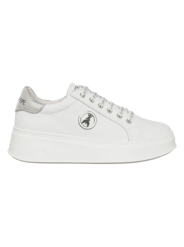 Patrizia Pepe Leder-Sneakers in Weiß/ Silber