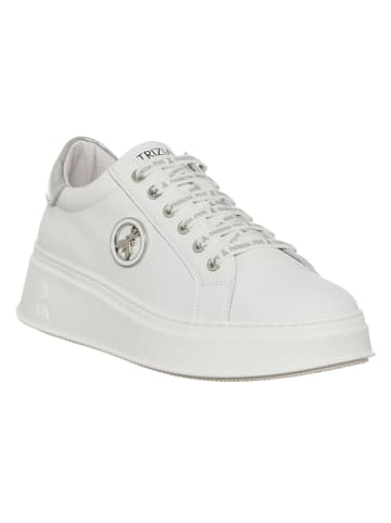 Patrizia Pepe Leren sneakers wit/zilverkleurig