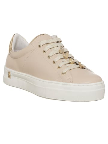 Patrizia Pepe Leder-Sneakers in Beige/ Gold