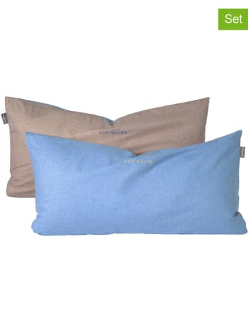 Schiesser 2er-Set: Renforcé-Kissenhüllen in Hellblau/ Hellgrau