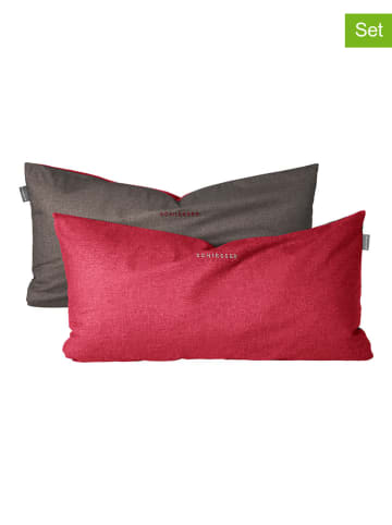 Schiesser Poszewki renforcè (2 szt.) w kolorze czerwono-antracytowym na poduszkę