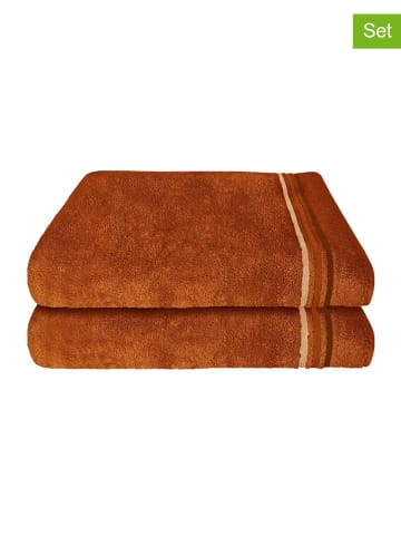 Schiesser 2-delige set: badhanddoeken "Skyline" oranje