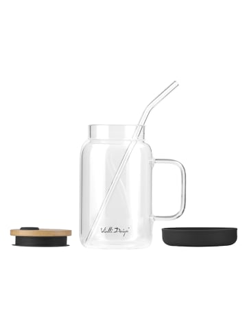 Vialli Design Glas met rietje zwart - 600 ml