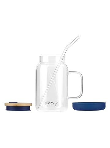 Vialli Design Glas met rietje donkerblauw - 600 ml