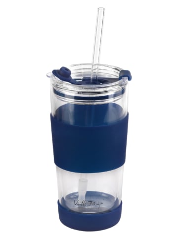 Vialli Design Isoleerglas met rietje donkerblauw - 600 ml