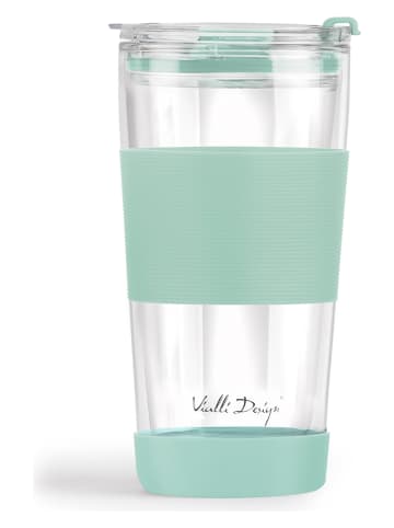 Vialli Design Szklanka termiczna w kolorze błękitnym ze słomką - 600 ml