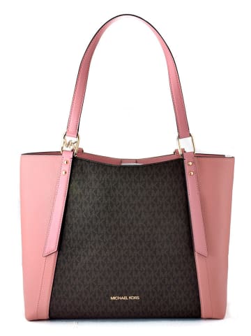 Michael Kors Skórzana torebka w kolorze jasnoróżowo-czarnym - 26 x 29 x 14 cm