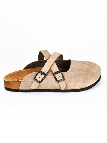 Moosefield Leren clogs beige