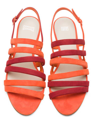Camper Leder-Sandalen in Orange/ Rot