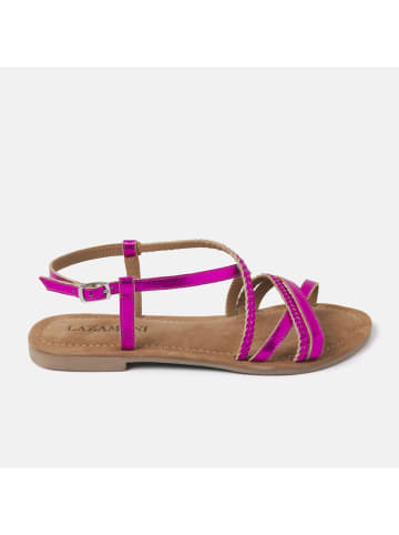 Lazamani Skórzane sandały w kolorze różowym