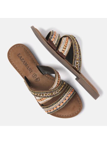 Lazamani Leren slippers bruin