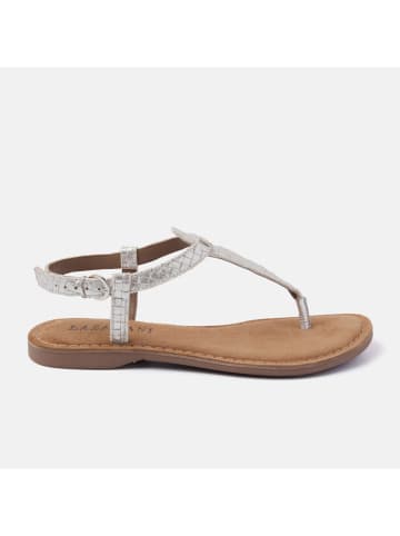 Lazamani Leder-Zehensandalen in Silber