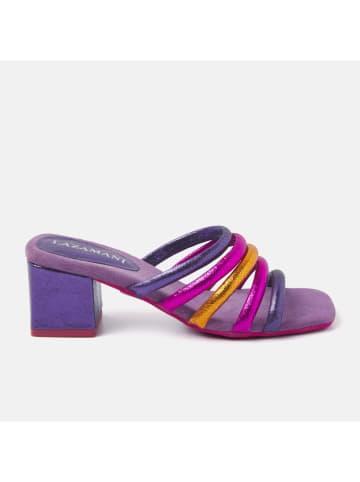 Lazamani Leren slippers paars/roze/oranje