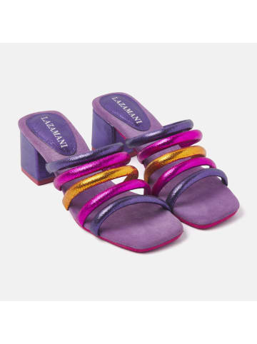 Lazamani Leren slippers paars/roze/oranje