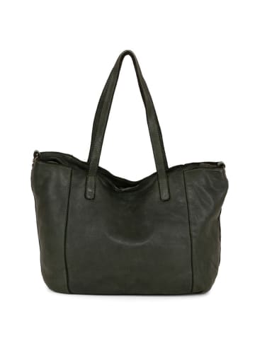 Just B Different Leder-Schultertasche "Lizzanello" in Khaki - (B)29 x (H)24 x (T)15 cm