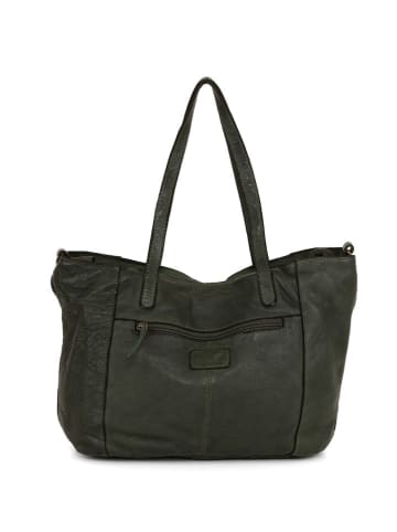 Just B Different Leder-Schultertasche "Lizzanello" in Khaki - (B)29 x (H)24 x (T)15 cm