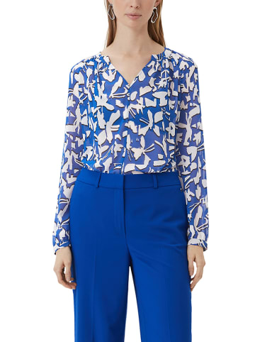 comma Blouse blauw/wit