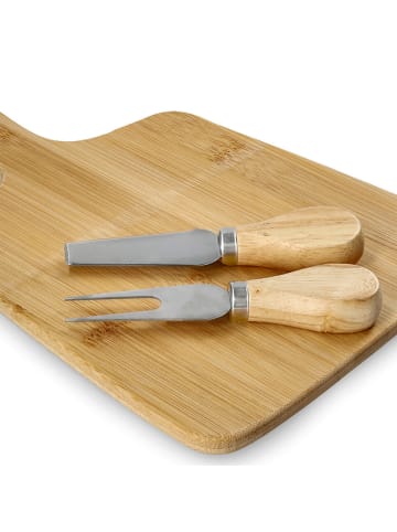 Homla 3tlg. Käse-Servier-Set "Bambou" in Natur - (L)26 x (B)19 cm