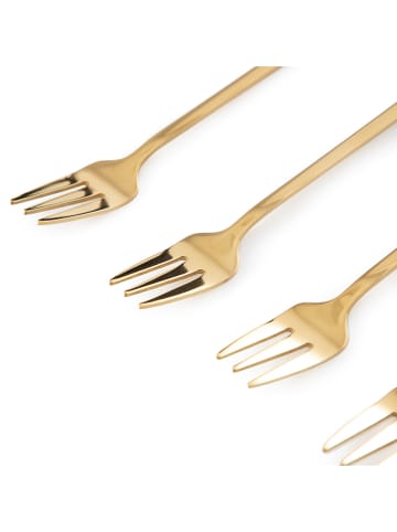 Homla 4er-Set: Edelstahl-Dessertgabeln "Blane Summer" in Gold