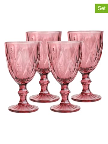 Homla 4-delige set: wijnglazen "Lunna" roze - 310 ml