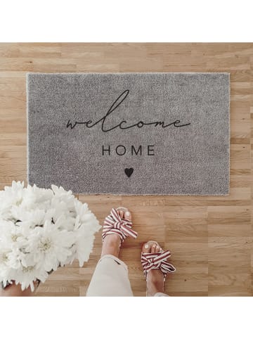 Eulenschnitt Fußmatte "Welcome home" in Grau - (L)75 x (B)45 cm