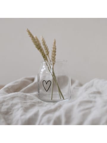 Eulenschnitt Vase "Herz" in Transparent/ Schwarz - (H)8 x Ø 7,5 cm