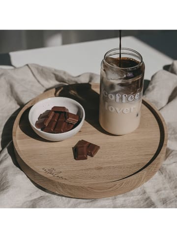 Eulenschnitt Drehteller "Coffeelover" in Hellbraun - Ø 28 cm