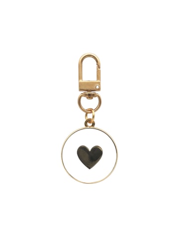 Eulenschnitt Schlüsselanhänger "Herz" in Gold/ Weiß/ Schwarz - (L)6,8 cm