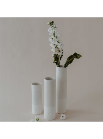 Eulenschnitt Vase "Herz" in Creme - (H)24 x Ø 5,5 cm