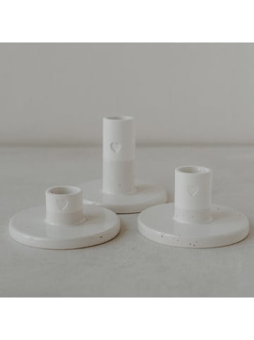 Eulenschnitt Kerzenständer "Herz" in Weiß - (H)3 cm
