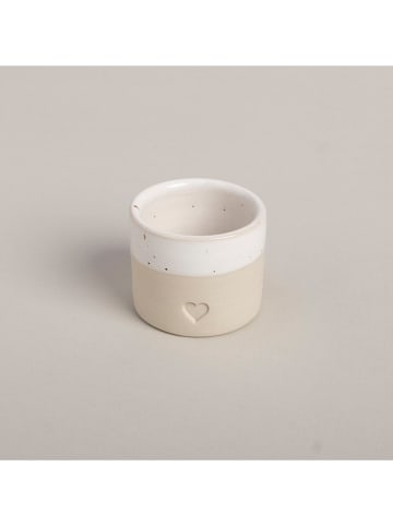 Eulenschnitt Eierbecher "Herz" in Creme - (H)4 x Ø 4,8 cm