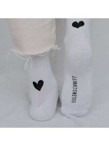 Eulenschnitt Socken "Herz" in Weiß