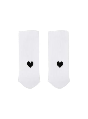 Eulenschnitt Socken "Herz" in Weiß