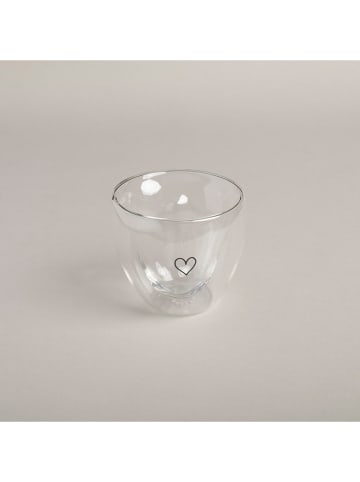 Eulenschnitt Glas "Herz" in Transparent/ Schwarz - 250 ml
