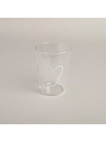 Eulenschnitt To-go drinkglas "Herz" transparant/wit - 430 ml