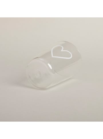 Eulenschnitt To-go drinkglas "Herz" transparant/wit - 430 ml