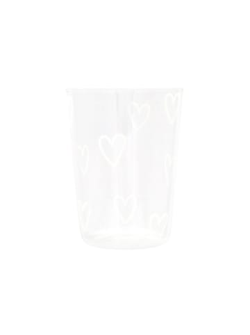 Eulenschnitt To-Go-Trinkglas "Herzen" in Transparent/ Weiß - 430 ml
