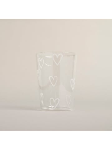 Eulenschnitt To-Go-Trinkglas "Herzen" in Transparent/ Weiß - 430 ml