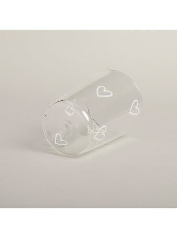 Eulenschnitt To-Go-Trinkglas "Herzen" in Transparent/ Weiß - 430 ml