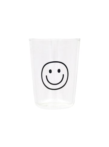 Eulenschnitt To-Go-Trinkglas "Smiley" in Transparent/ Schwarz - 430 ml
