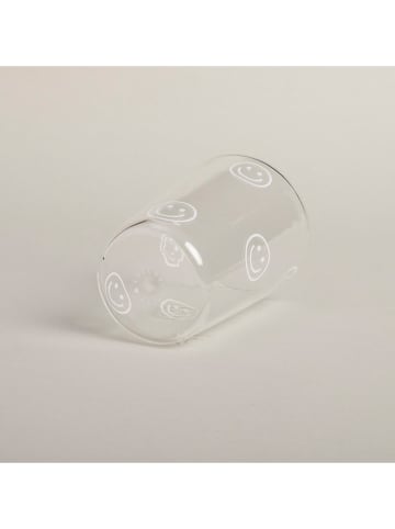 Eulenschnitt To-Go-Trinkglas "Smileys" in Transparent/ Weiß - 430 ml