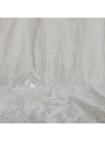 Eulenschnitt To-go drinkglas "Smileys" transparant/wit - 430 ml