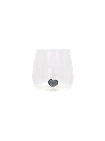 Eulenschnitt Trinkglas "Herzfigur" in Transparent/ Schwarz - 300 ml