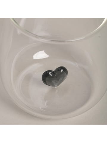 Eulenschnitt Trinkglas "Herzfigur" in Transparent/ Schwarz - 400 ml