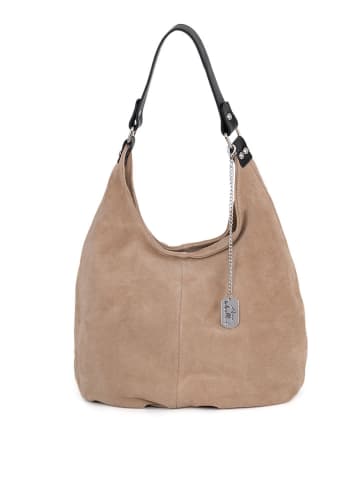 Anna Morellini Leder-Schultertasche "Michelina" in Beige - (B)32 x (H)30 x (T)20 cm