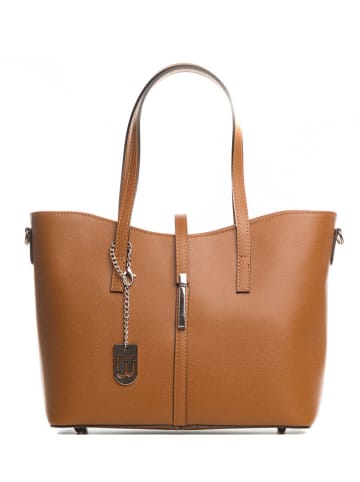 Lucca Baldi Leren schoudertas "Montecarlo" camel - (B)36 x (H)27 x (D)14 cm