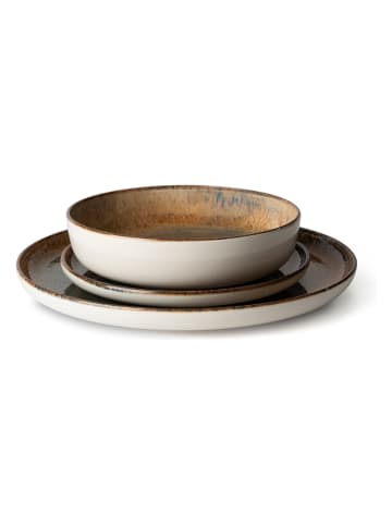 Trendy Kitchen by EXCÉLSA 12-częściowy zestaw talerzy "Demetra" w kolorze jasnobrązowym
